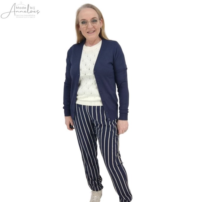 Blue Seven broek streep marine offwhite